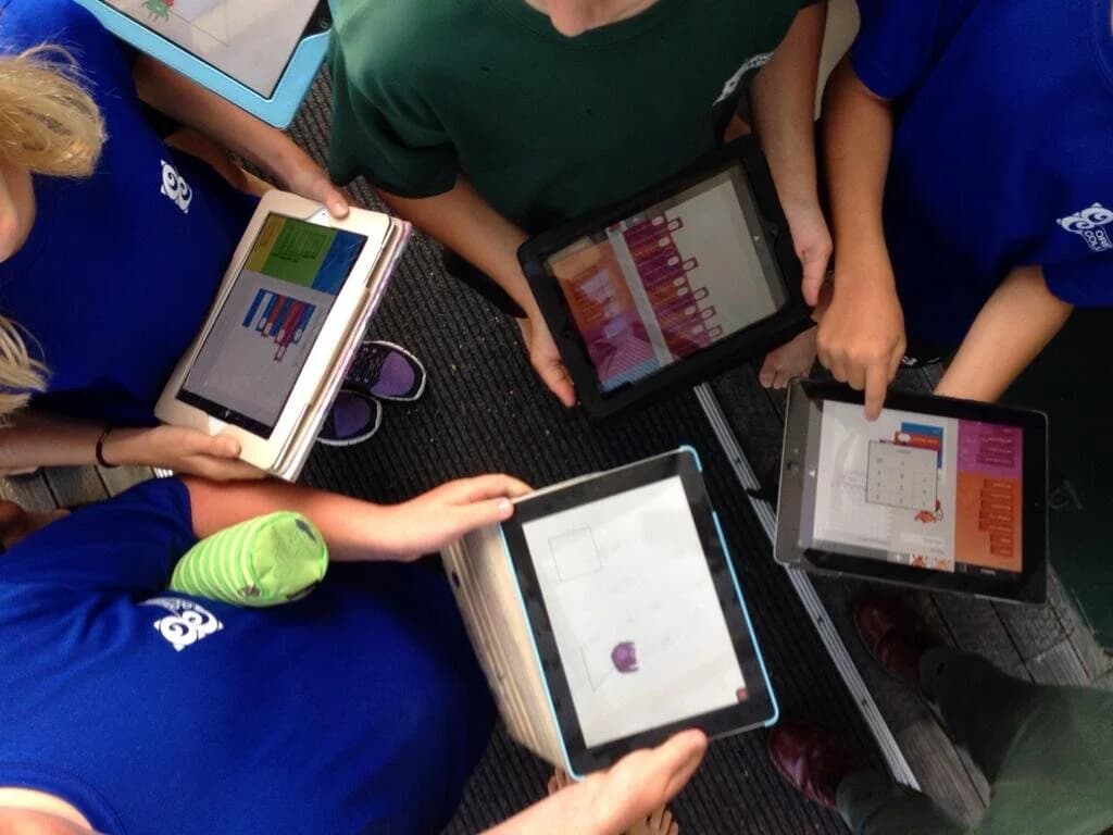 Kids using hopscotch